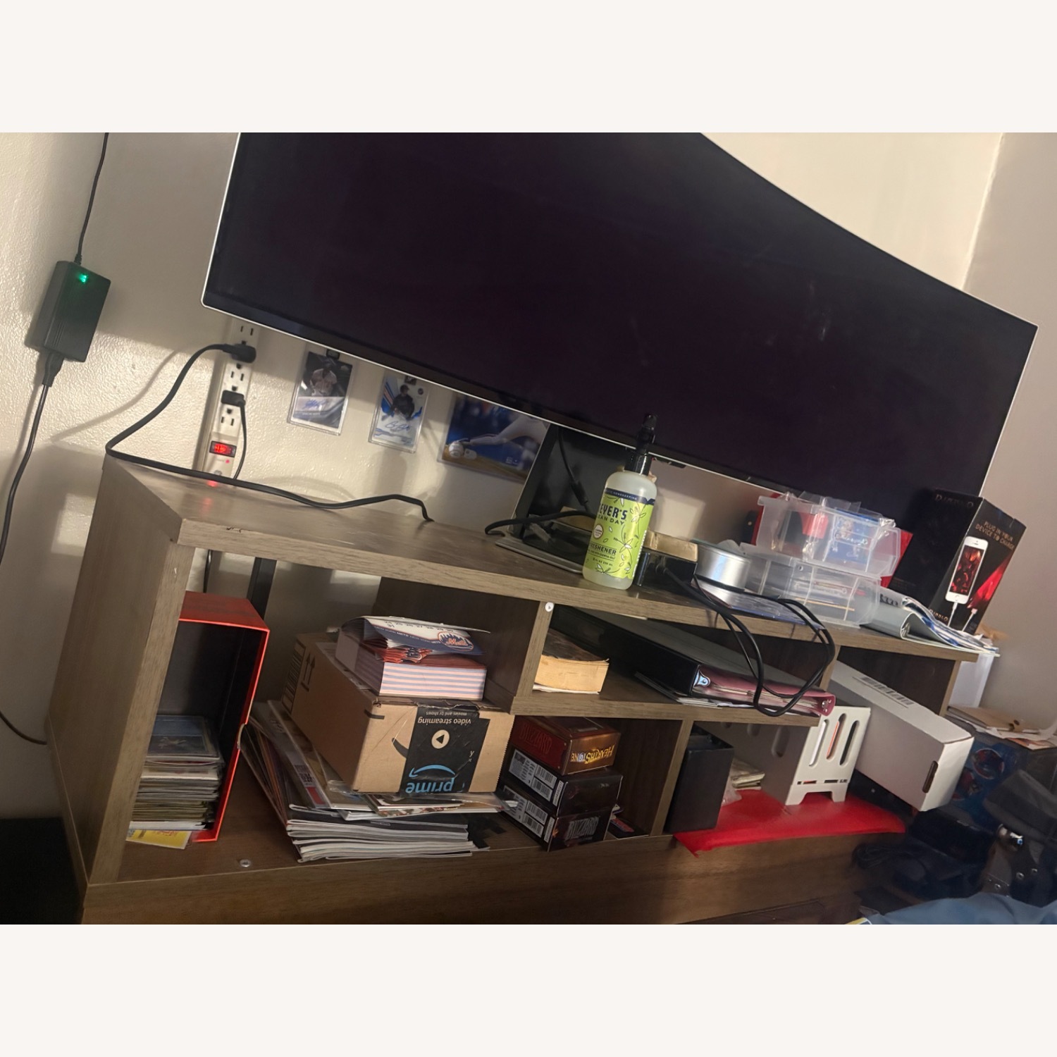 Dark Brown Wood Media Storage - image-2