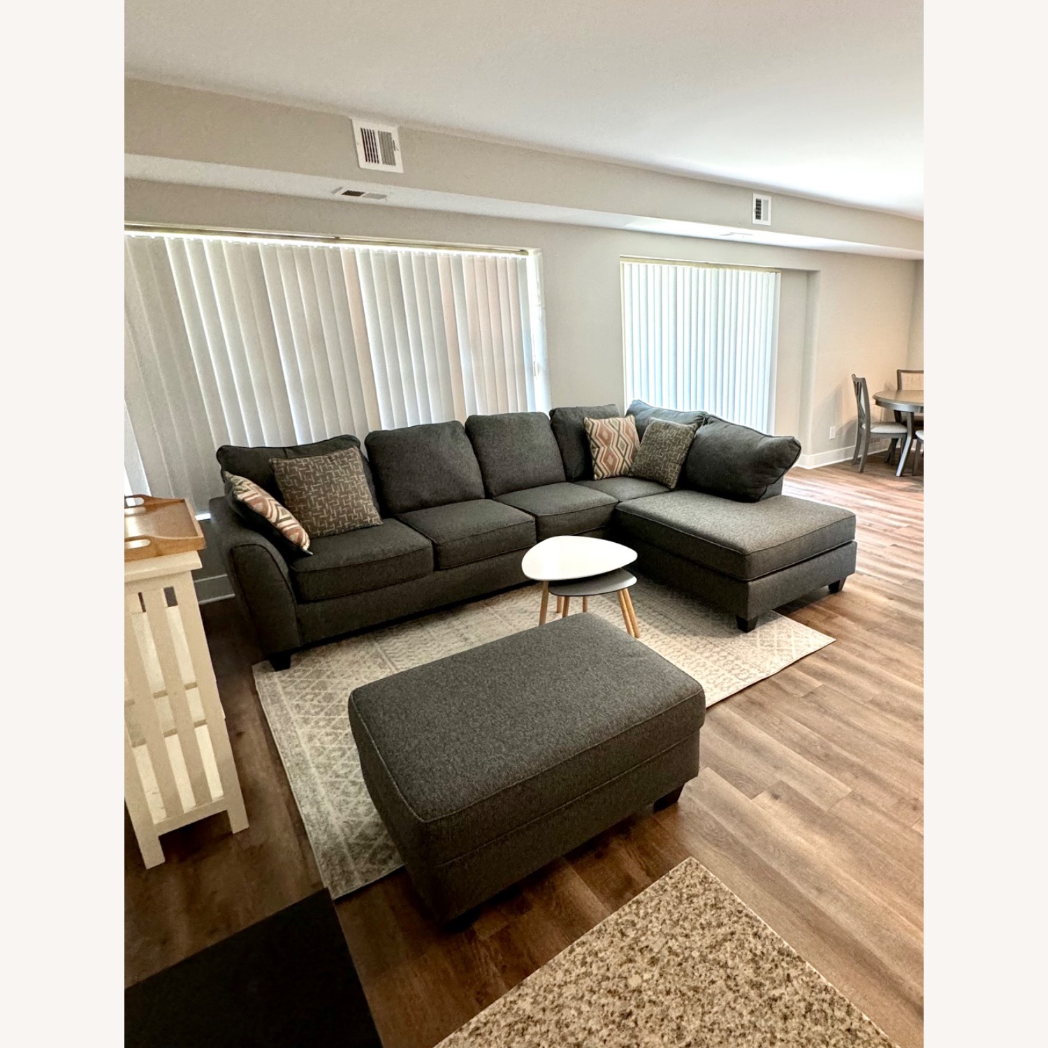 Dark Gray Fabric 3+ Piece Sectional - image-4