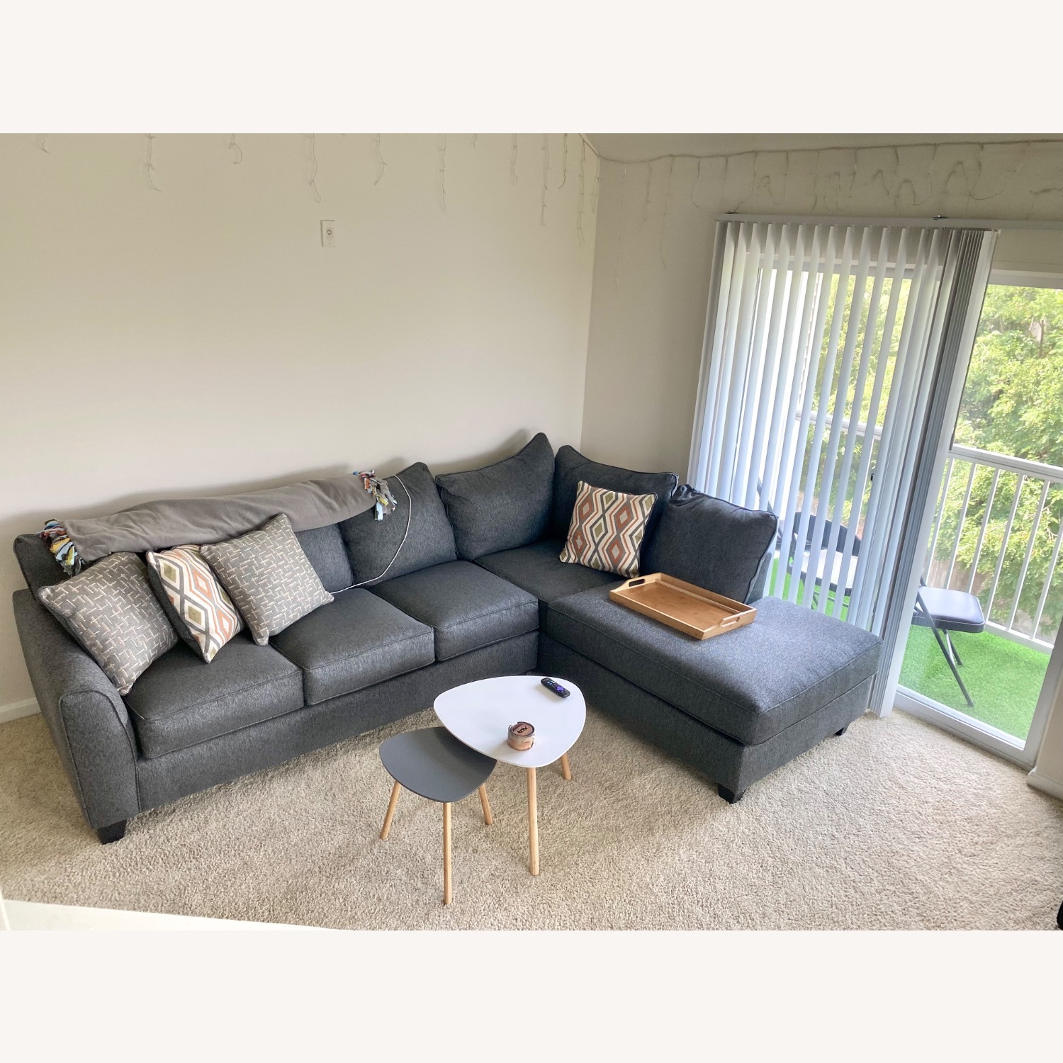 Dark Gray Fabric 3+ Piece Sectional - image-5