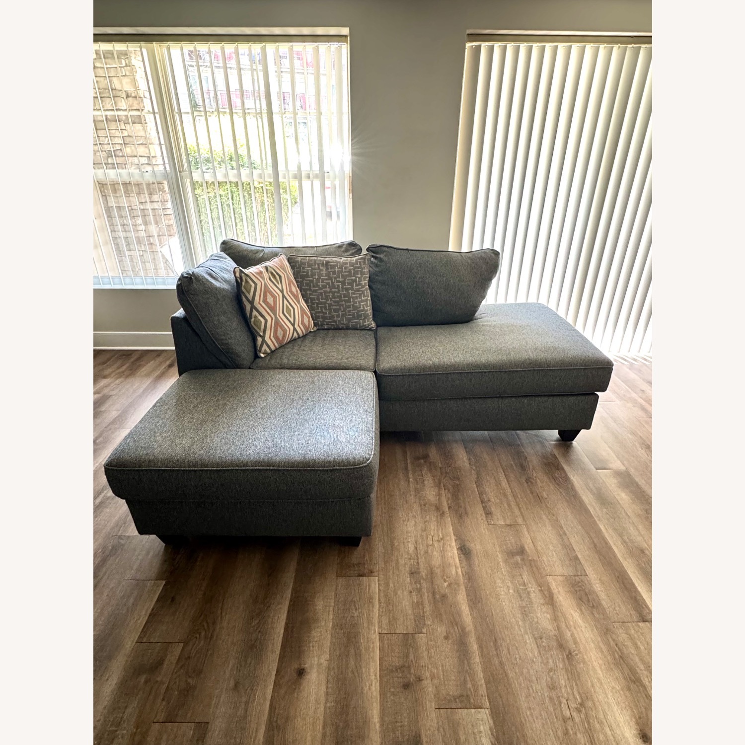 Dark Gray Fabric 3+ Piece Sectional - image-2