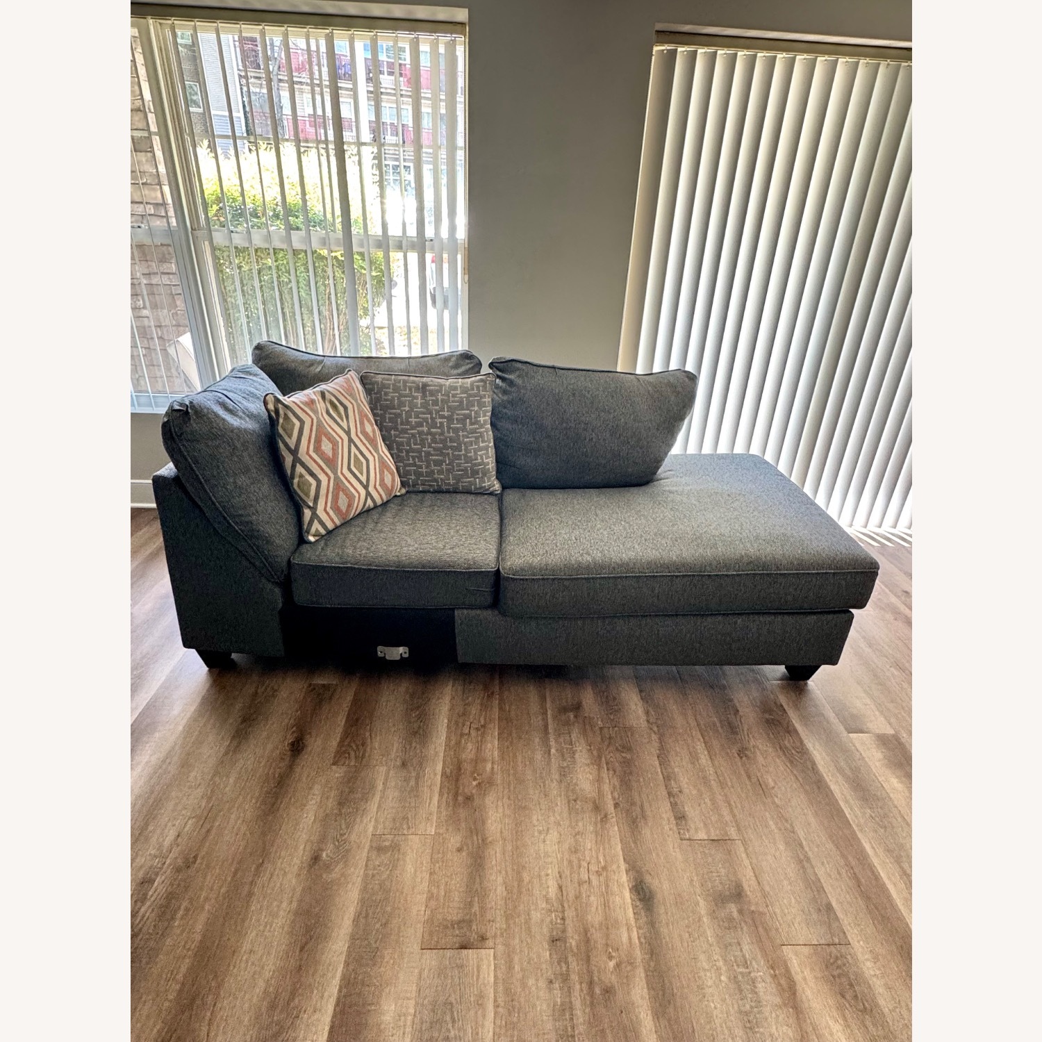Dark Gray Fabric 3+ Piece Sectional - image-3