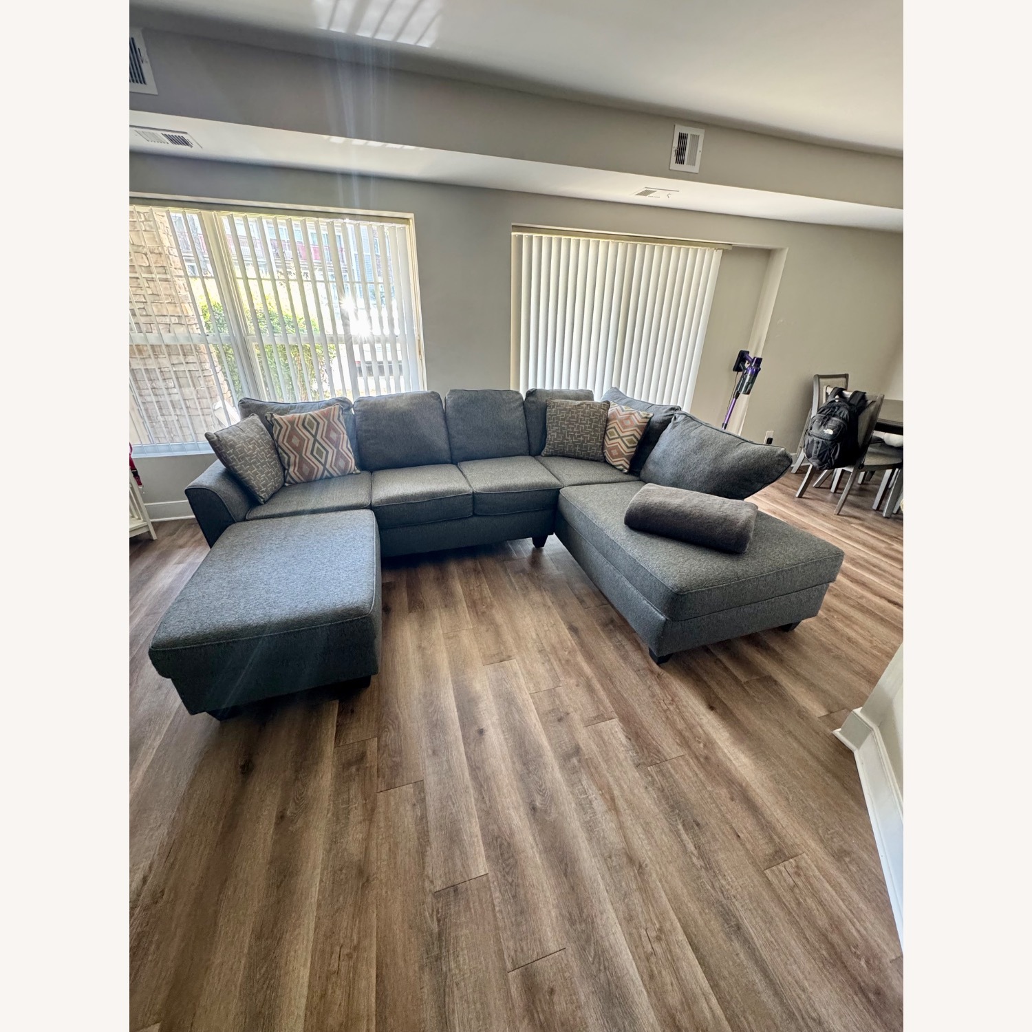 Dark Gray Fabric 3+ Piece Sectional - image-1