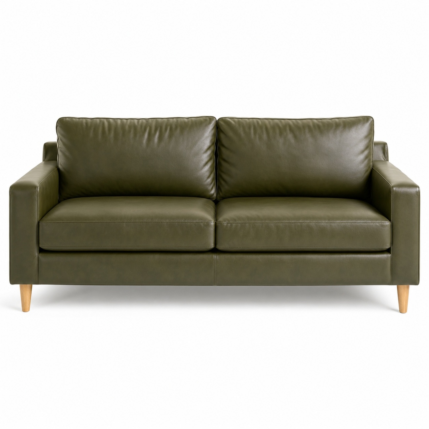 West Elm Eddy Green Leather 2 Seater Sofa - image-5