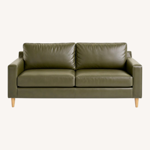 Used West Elm Eddy Green Leather 2 Seater Sofa for sale on AptDeco