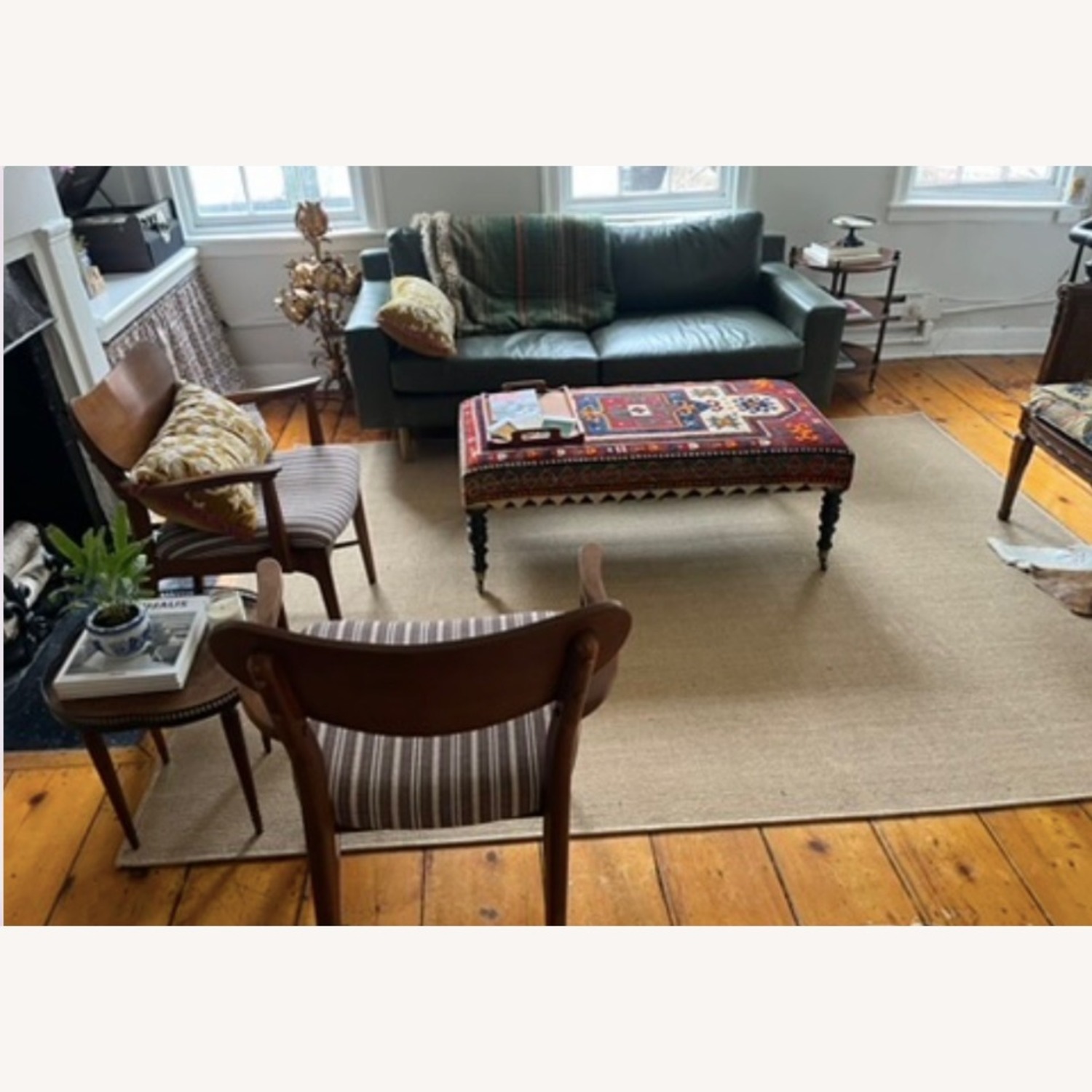 West Elm Eddy Green Leather 2 Seater Sofa - image-2
