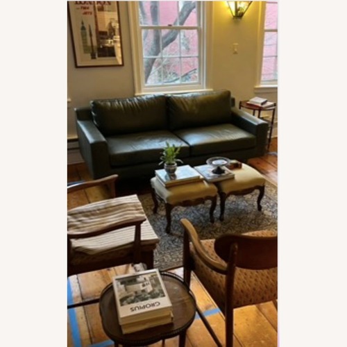 Used West Elm Eddy Green Leather 2 Seater Sofa for sale on AptDeco