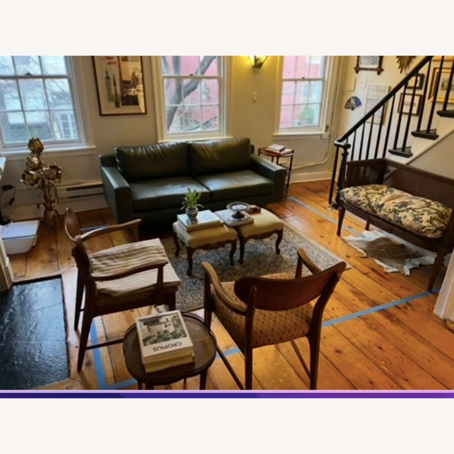 West Elm Eddy Green Leather 2 Seater Sofa - image-3