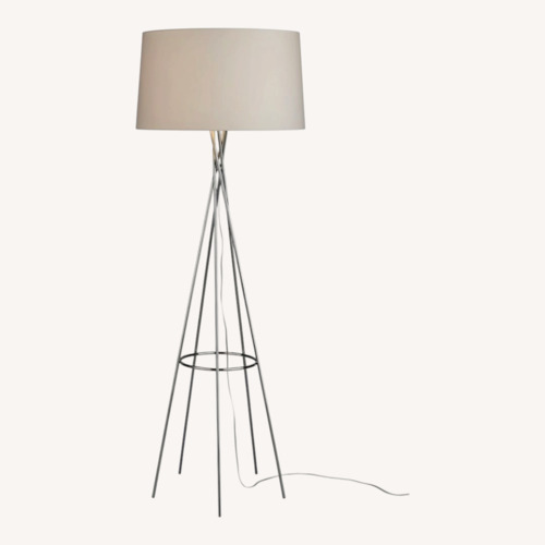 Used CB2 FLoor Lamp - Modern Chrome Tripod Cream Shade for sale on AptDeco
