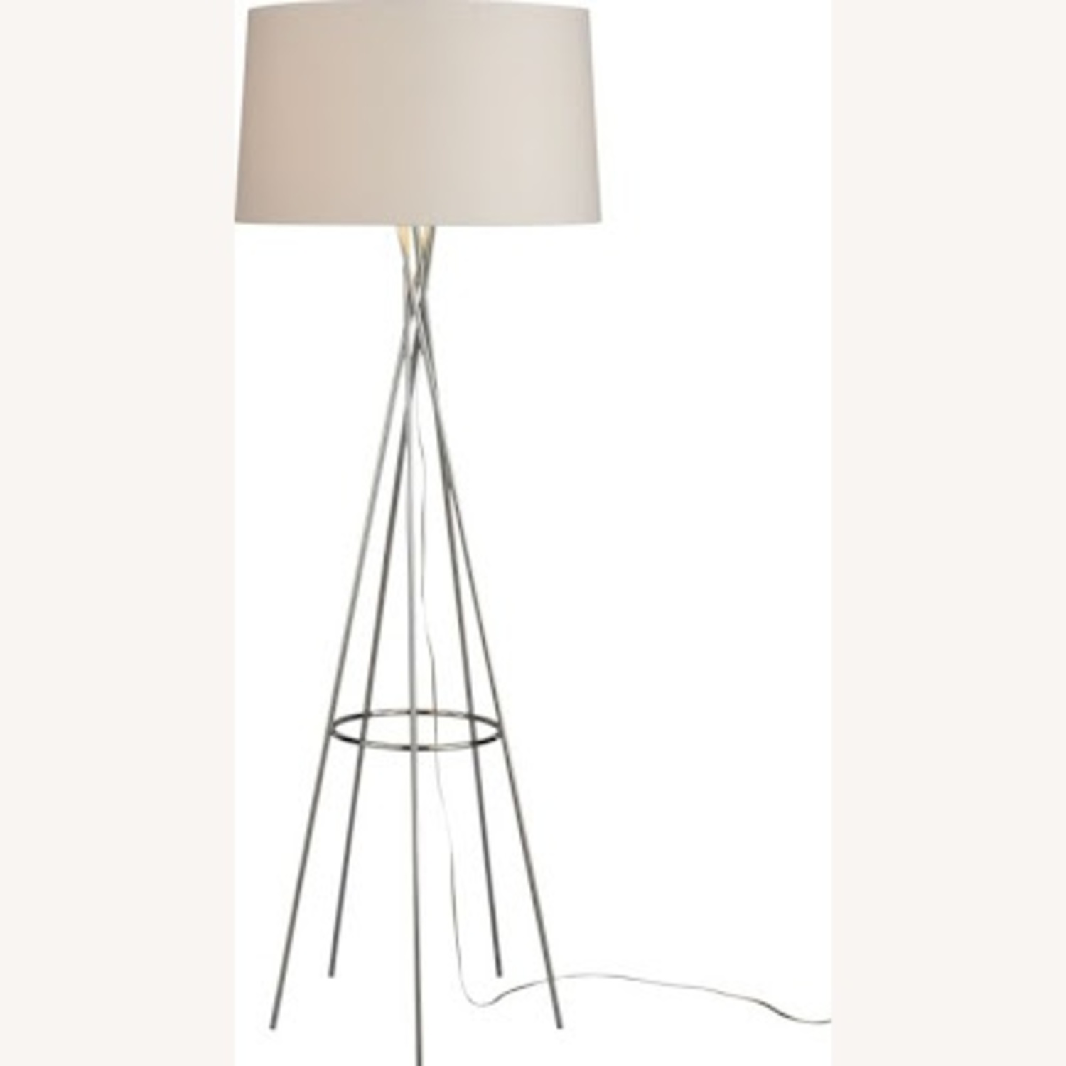 CB2 FLoor Lamp - Modern Chrome Tripod Cream Shade - image-6