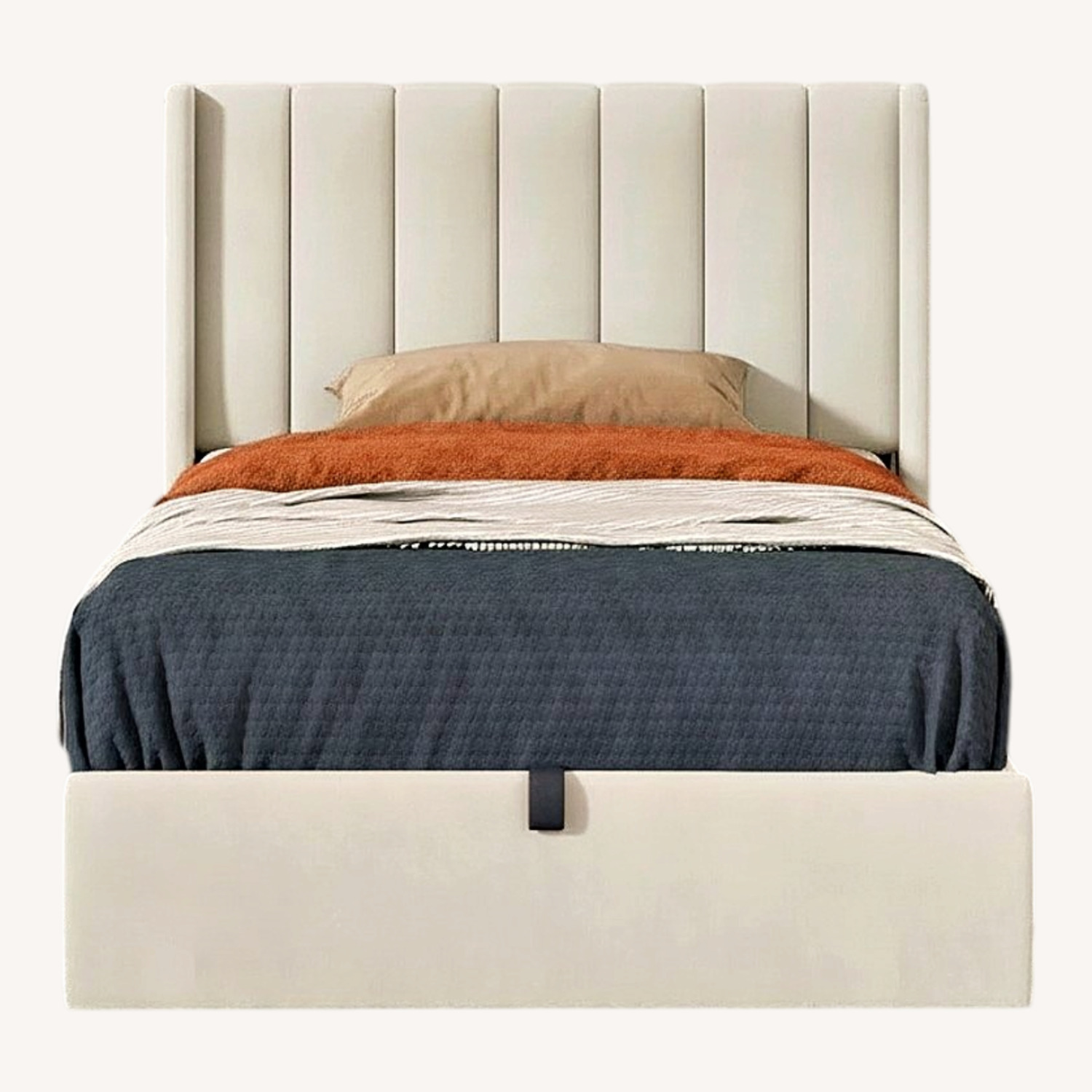 Wayfair Cream Upholstered Lift Storage Bed - image-0