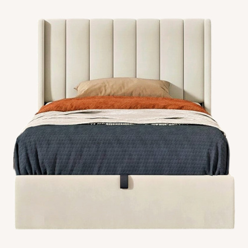 Used Wayfair Cream Upholstered Lift Storage Bed for sale on AptDeco