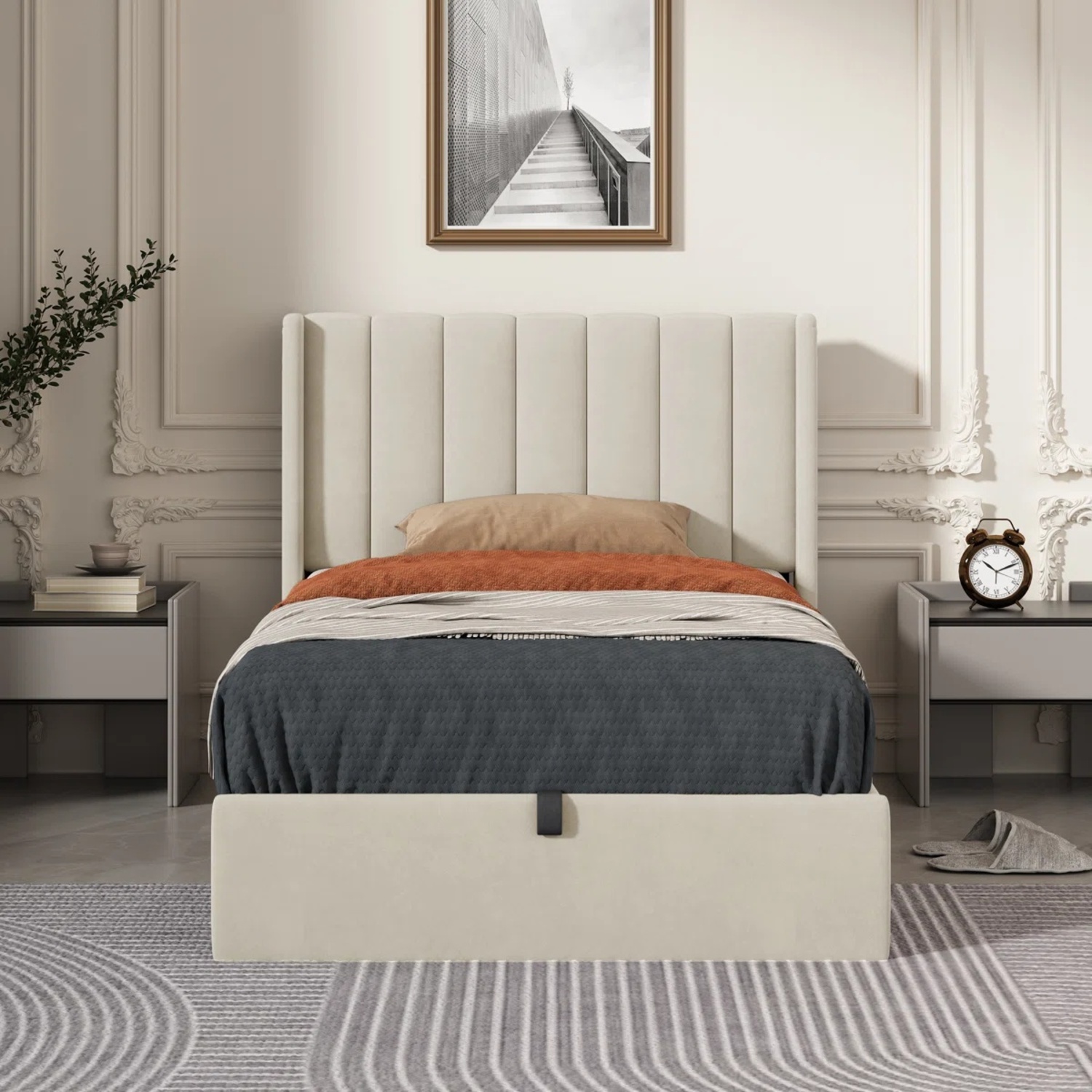 Wayfair Cream Upholstered Lift Storage Bed - image-10