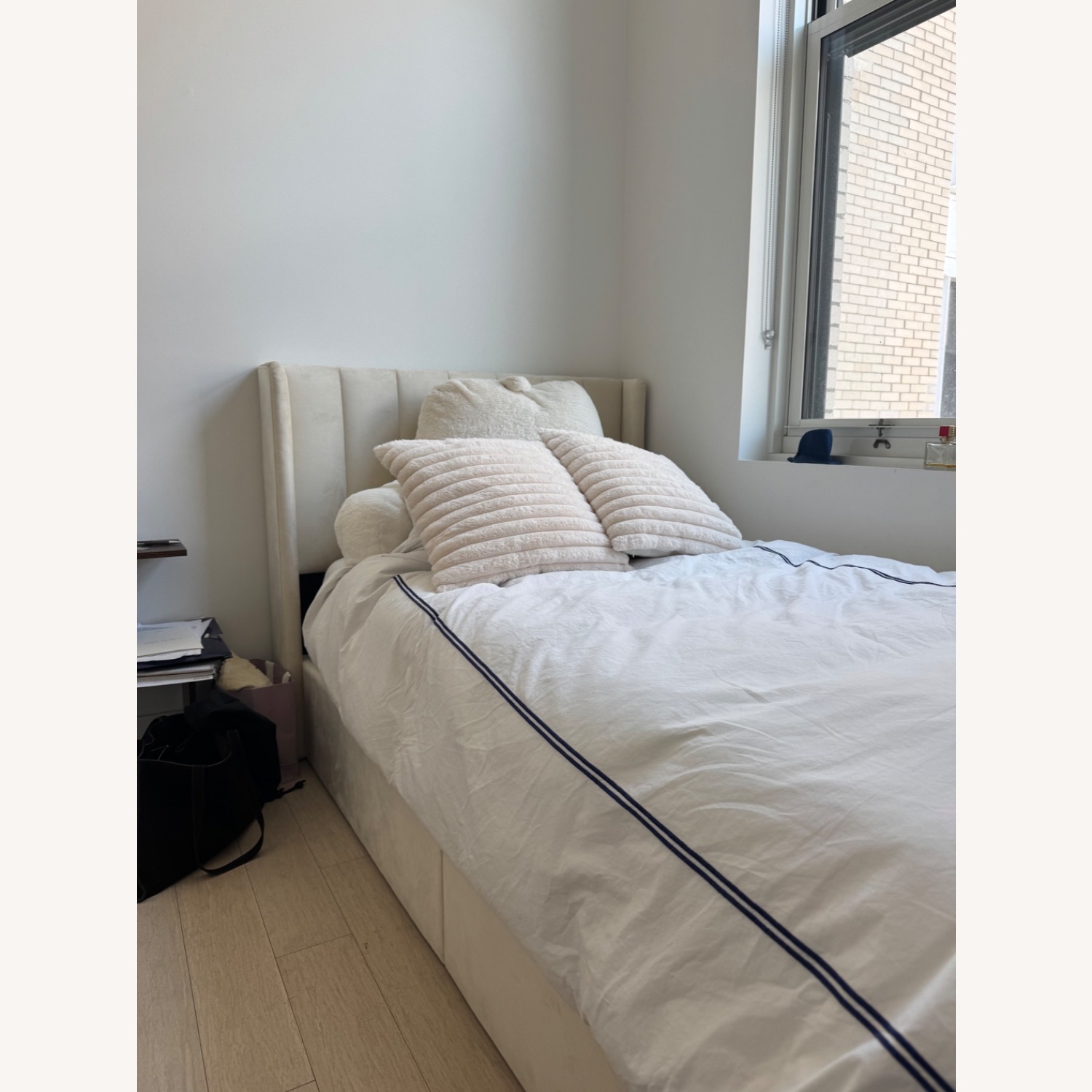 Wayfair Cream Upholstered Lift Storage Bed - image-1