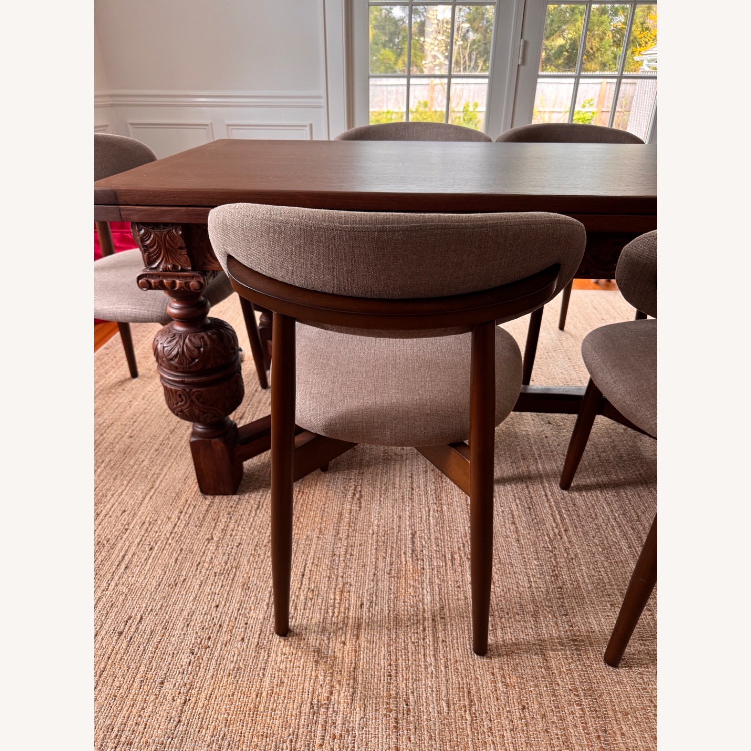 Mid century modern dining chairs light gray (8x) - image-4