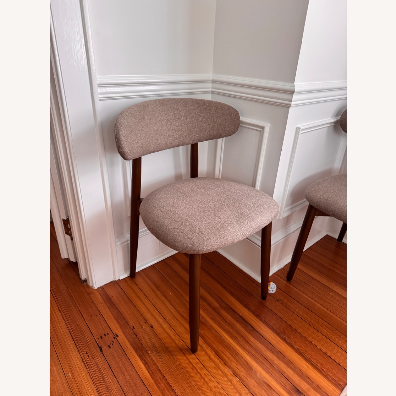 Mid century modern dining chairs light gray (8x) - image-1