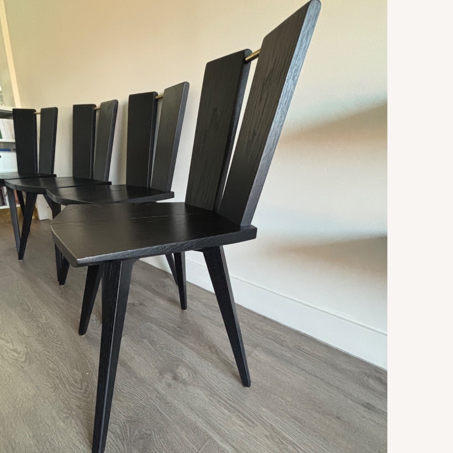Hand-sculpted Dark Brown Wood Dining Chairs - image-5