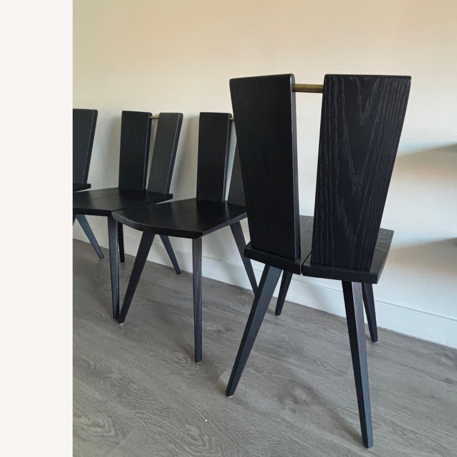 Hand-sculpted Dark Brown Wood Dining Chairs - image-4
