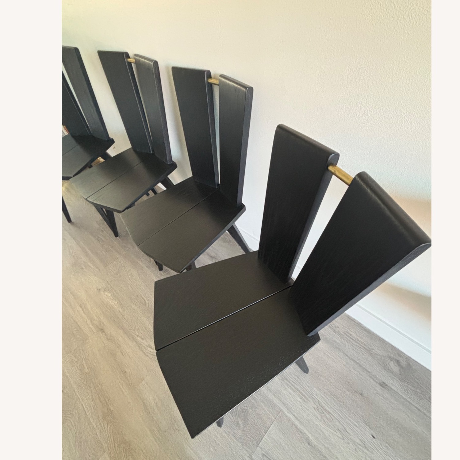 Hand-sculpted Dark Brown Wood Dining Chairs - image-2