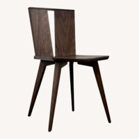 Hand-sculpted Dark Brown Wood Dining Chairs