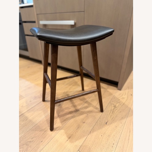 Used Birch Lane Schaeffer Dark Brown Wood Stools for sale on AptDeco