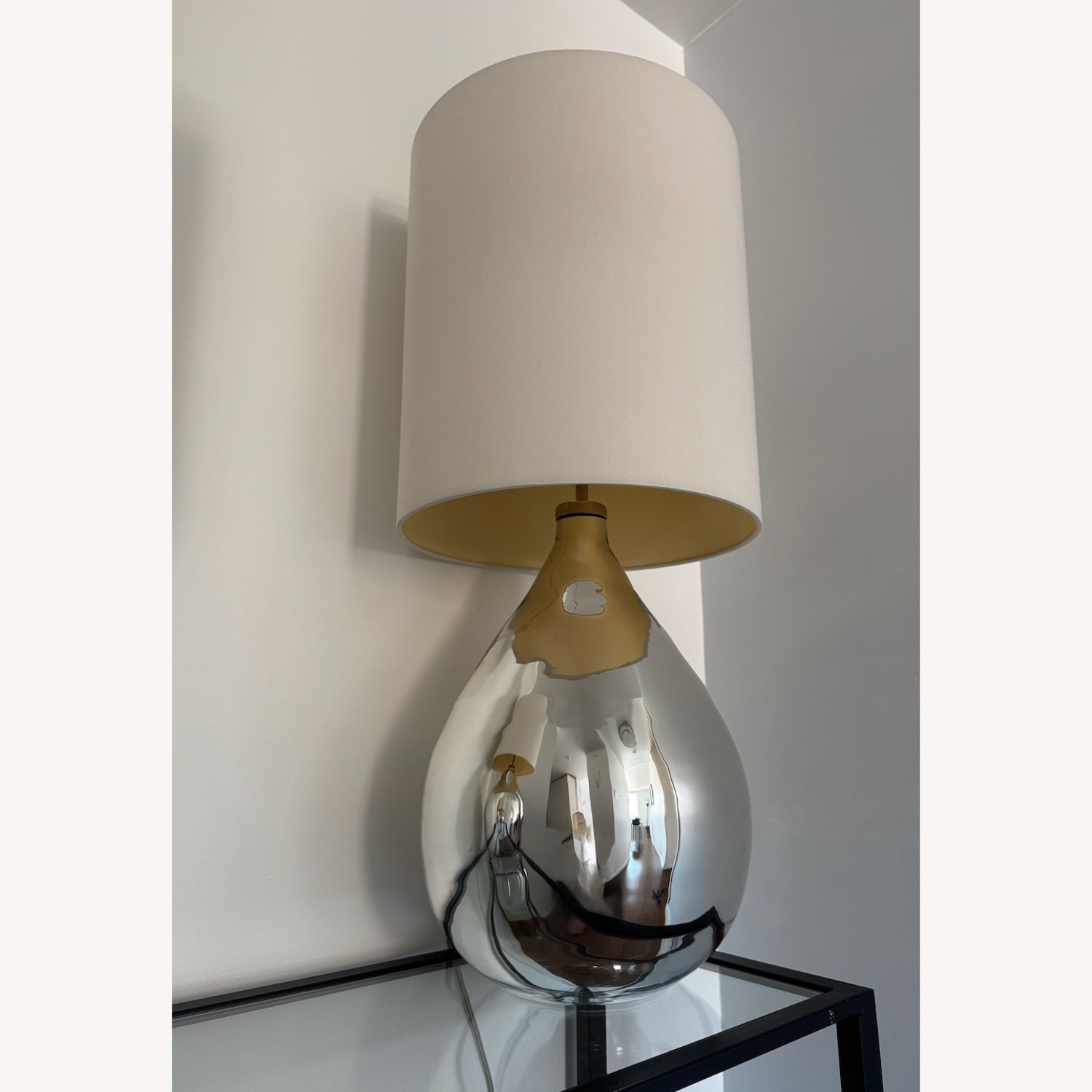 Silver Glass Table Lamps with Shade - image-2