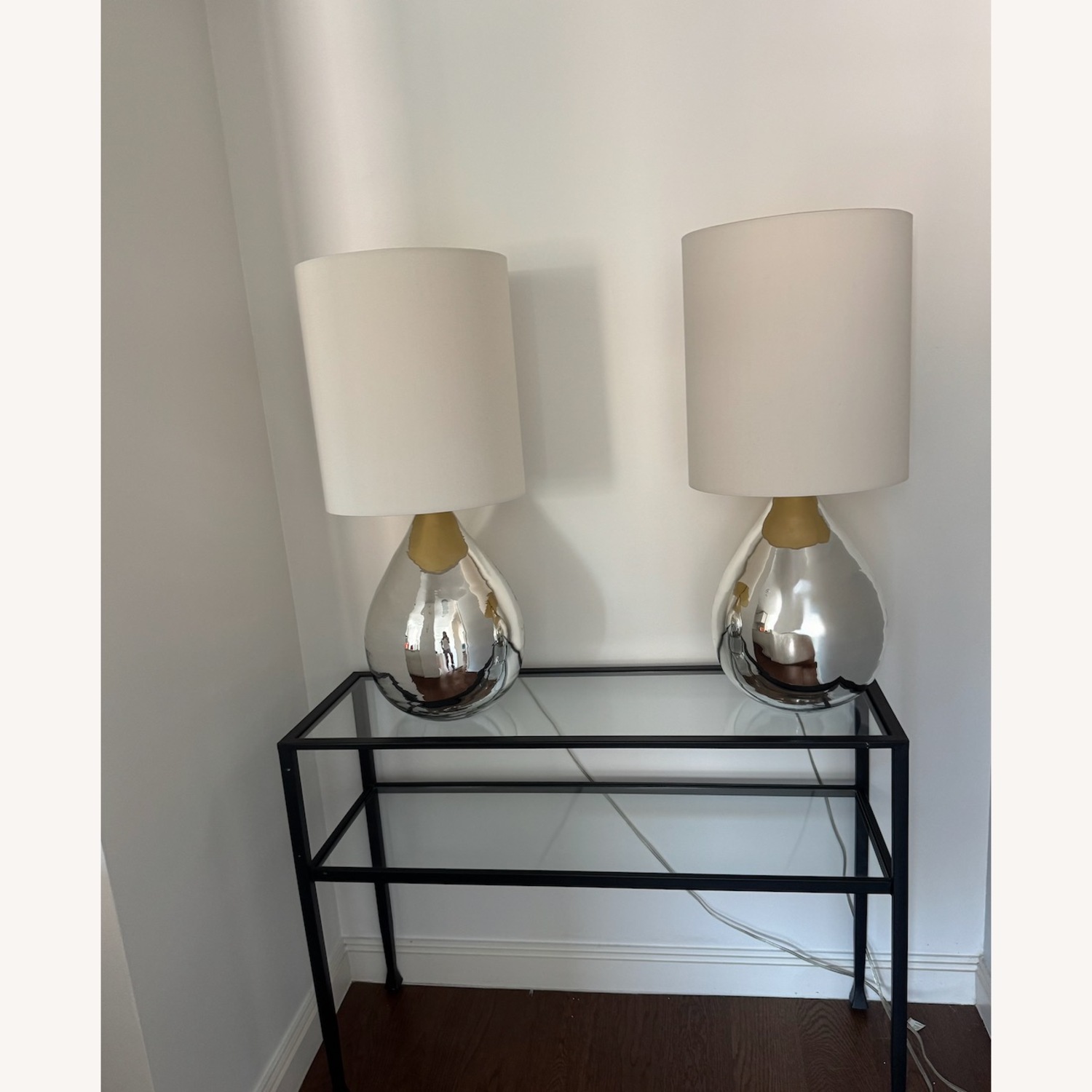 Silver Glass Table Lamps with Shade - image-4