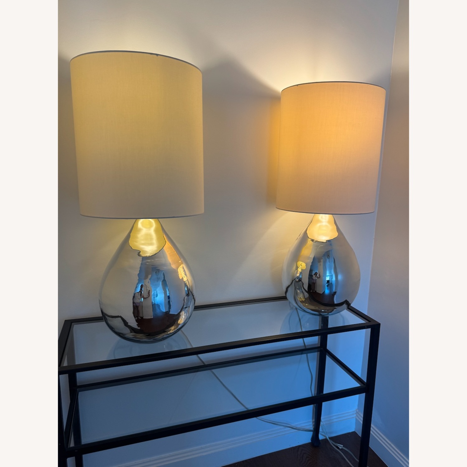 Silver Glass Table Lamps with Shade - image-6