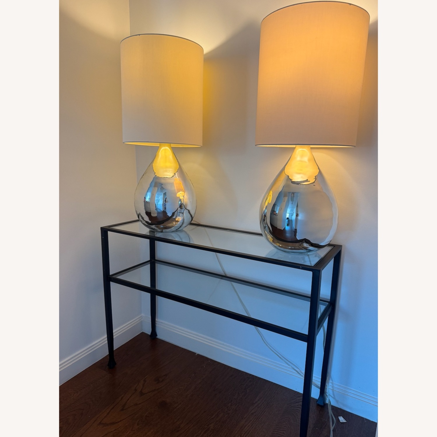 Silver Glass Table Lamps with Shade - image-5