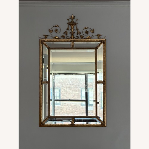 Used Gold Neoclassical Beveled Wall Mirror with Crest for sale on AptDeco