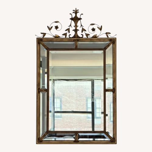 Used Gold Neoclassical Beveled Wall Mirror with Crest for sale on AptDeco