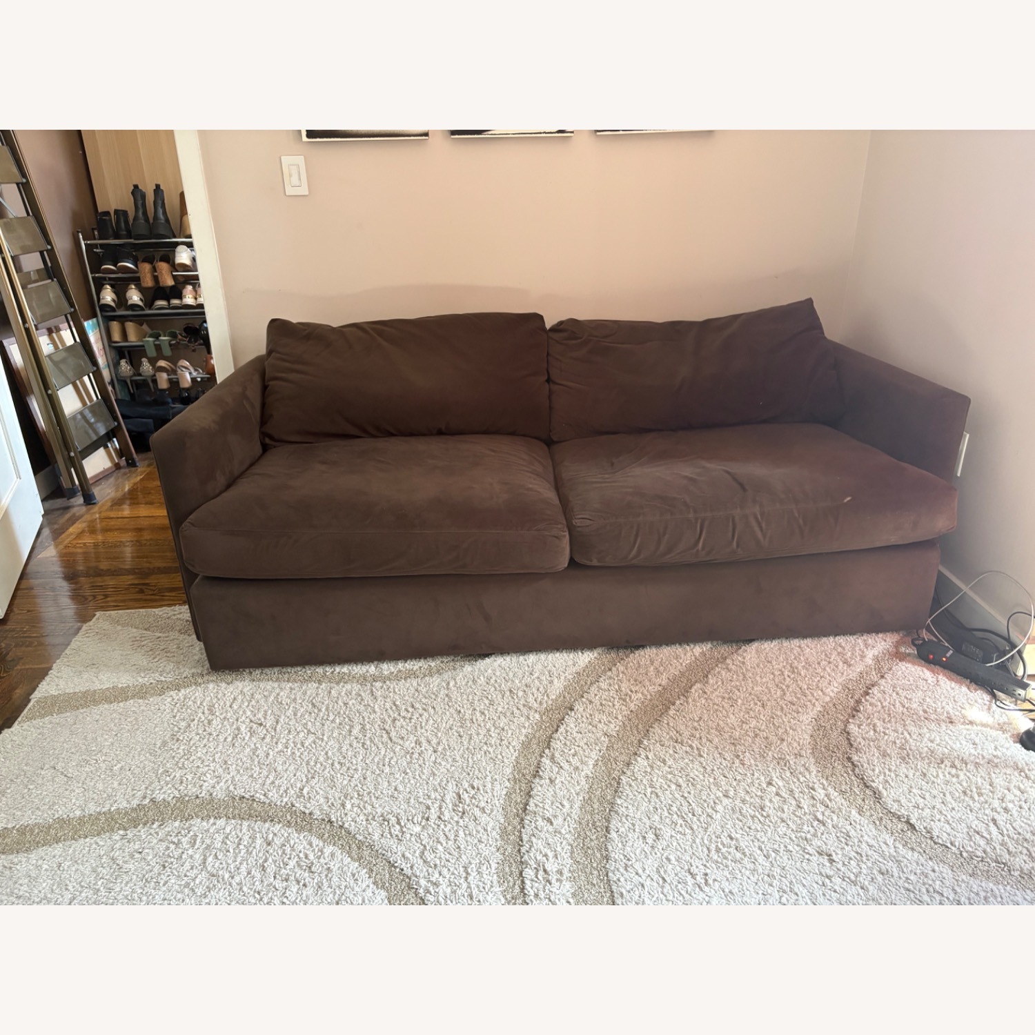 Crate & Barrel Lounge Dark Brown 2 Seater Sofa - image-0
