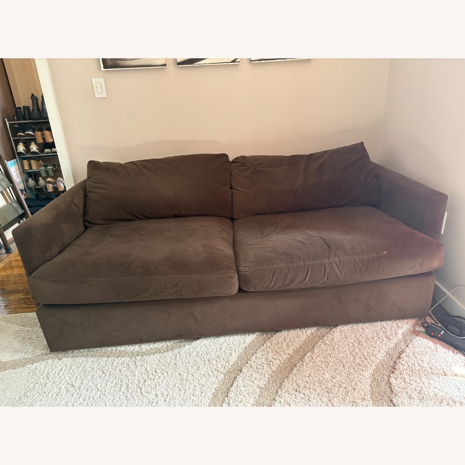 Crate & Barrel Lounge Dark Brown 2 Seater Sofa - image-1