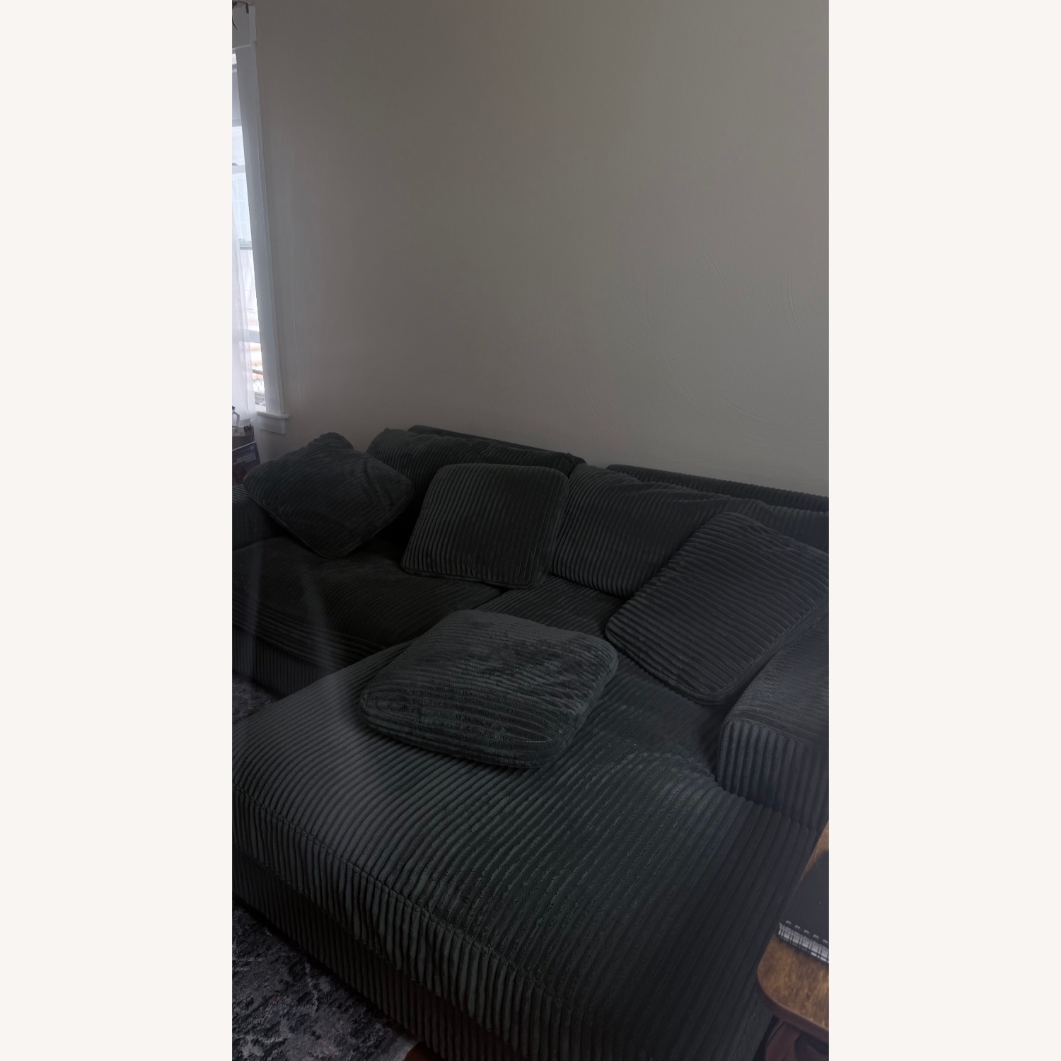 Green Fabric 3+ Piece Sectional - image-3