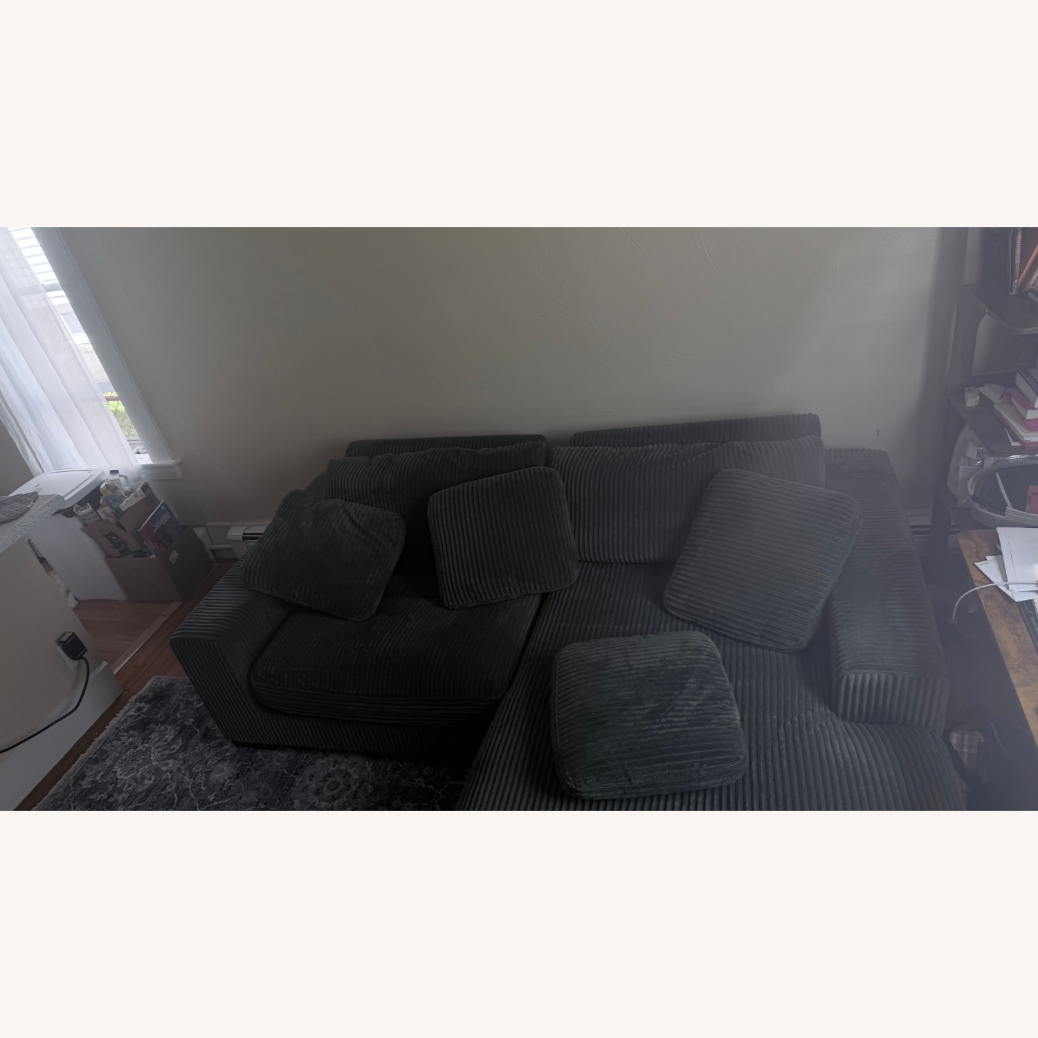 Green Fabric 3+ Piece Sectional - image-2