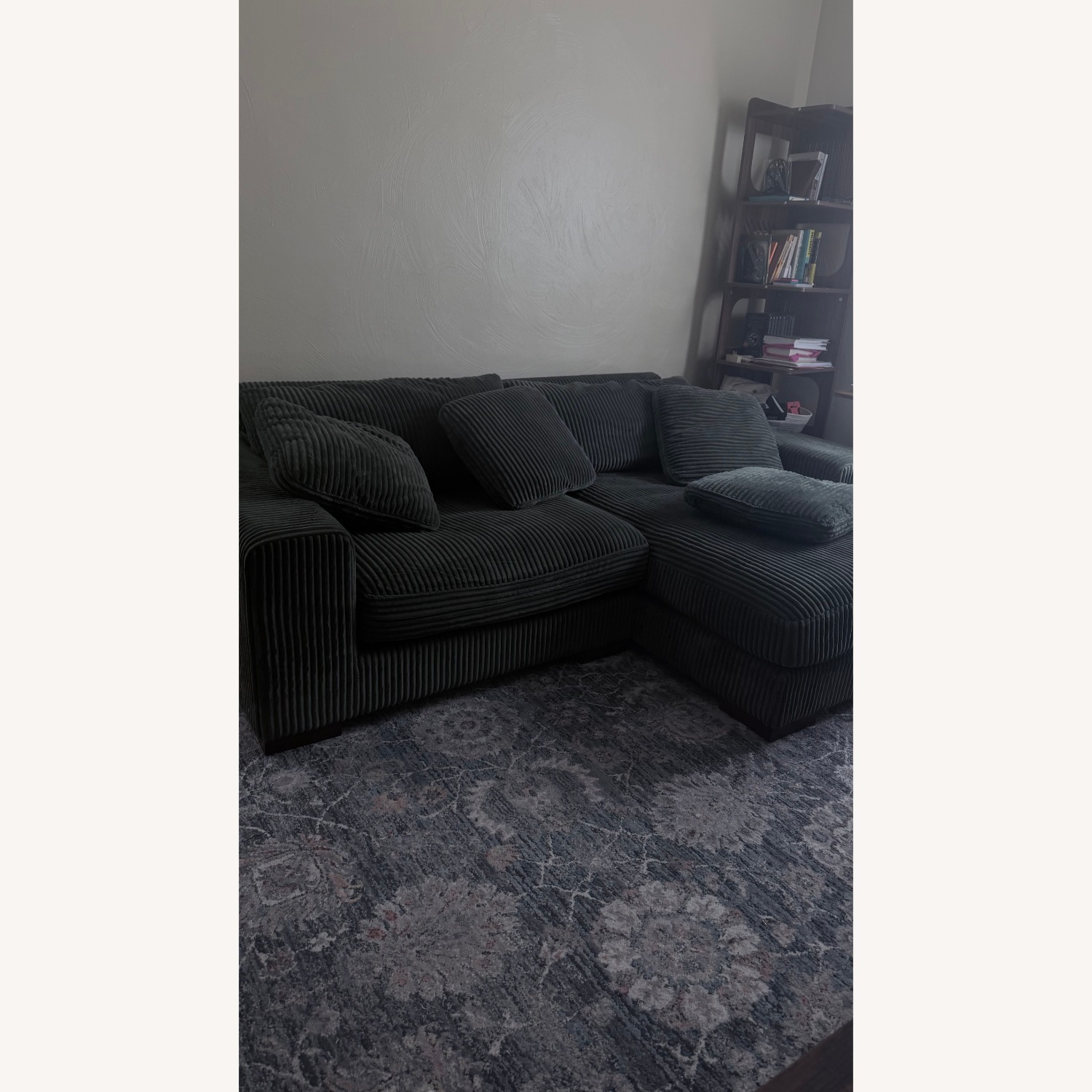 Green Fabric 3+ Piece Sectional - image-1