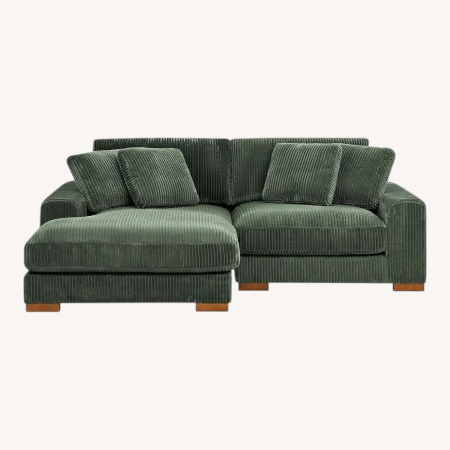 Green Fabric 3+ Piece Sectional - image-0