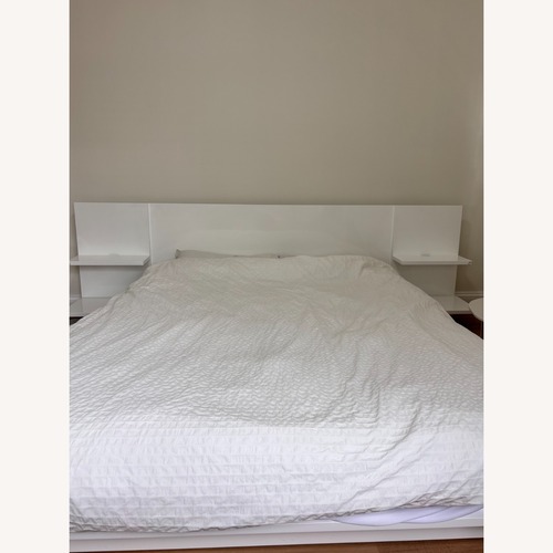 Used CB2 Andes White Wood Queen Bed for sale on AptDeco