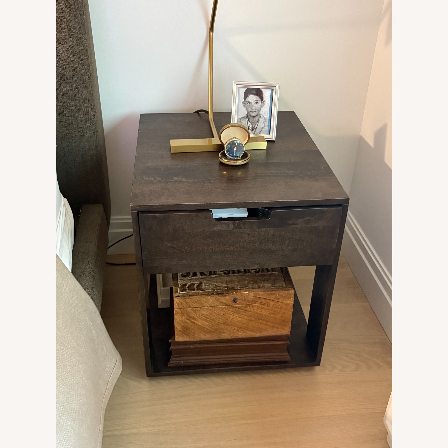 West Elm Dark Brown Wood Nightstands - image-1
