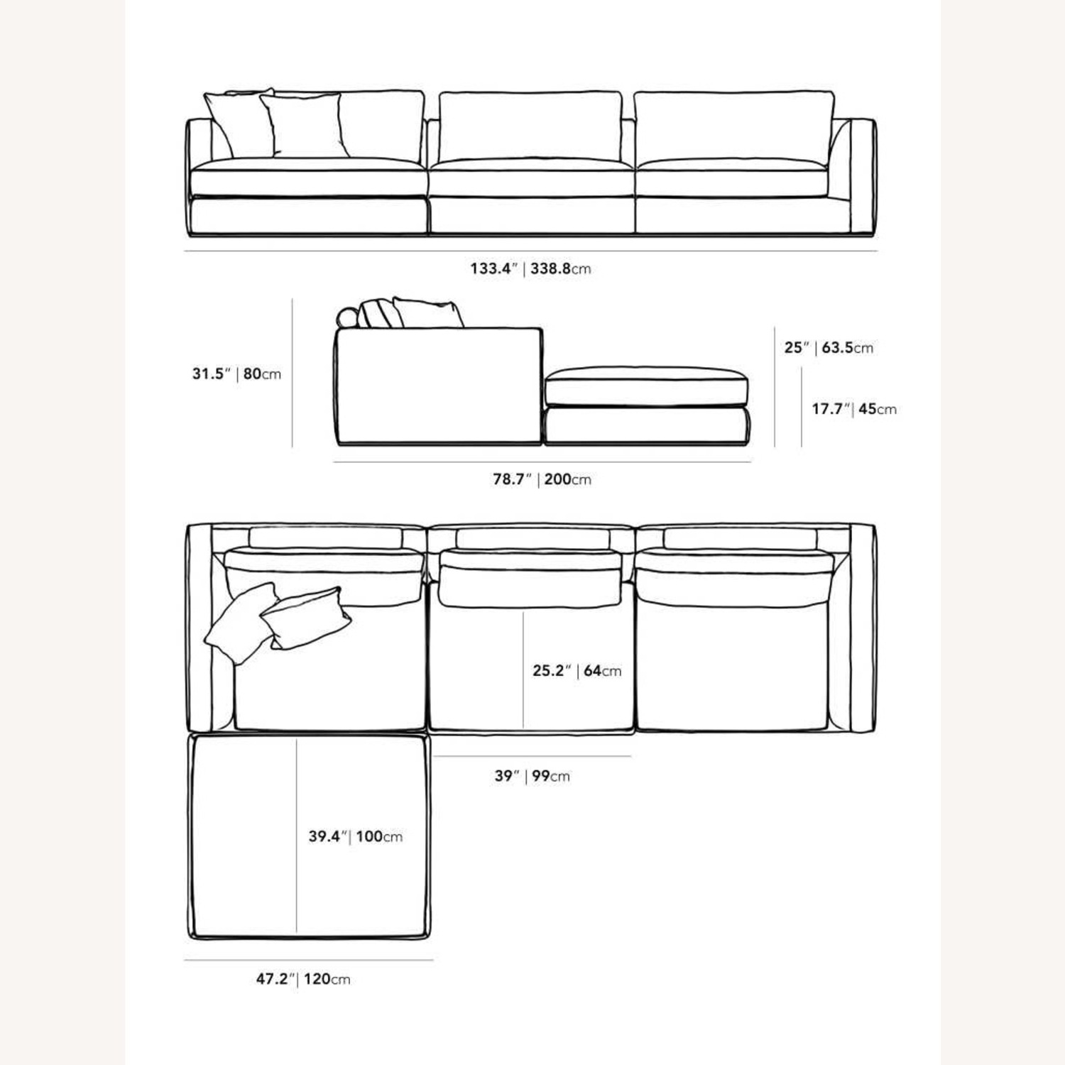 Rove Concepts Milo Black 3+ Piece Sectional - image-4