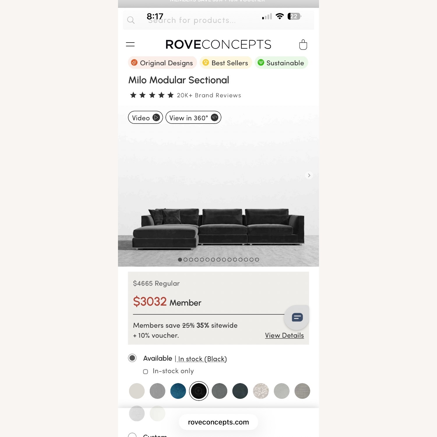 Rove Concepts Milo Black 3+ Piece Sectional - image-5