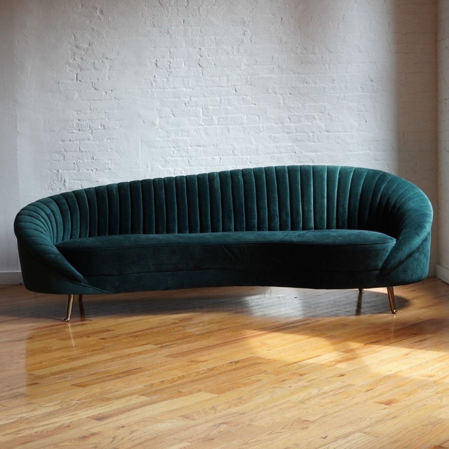 Green Velvet 3+ Seater Sofa - image-1