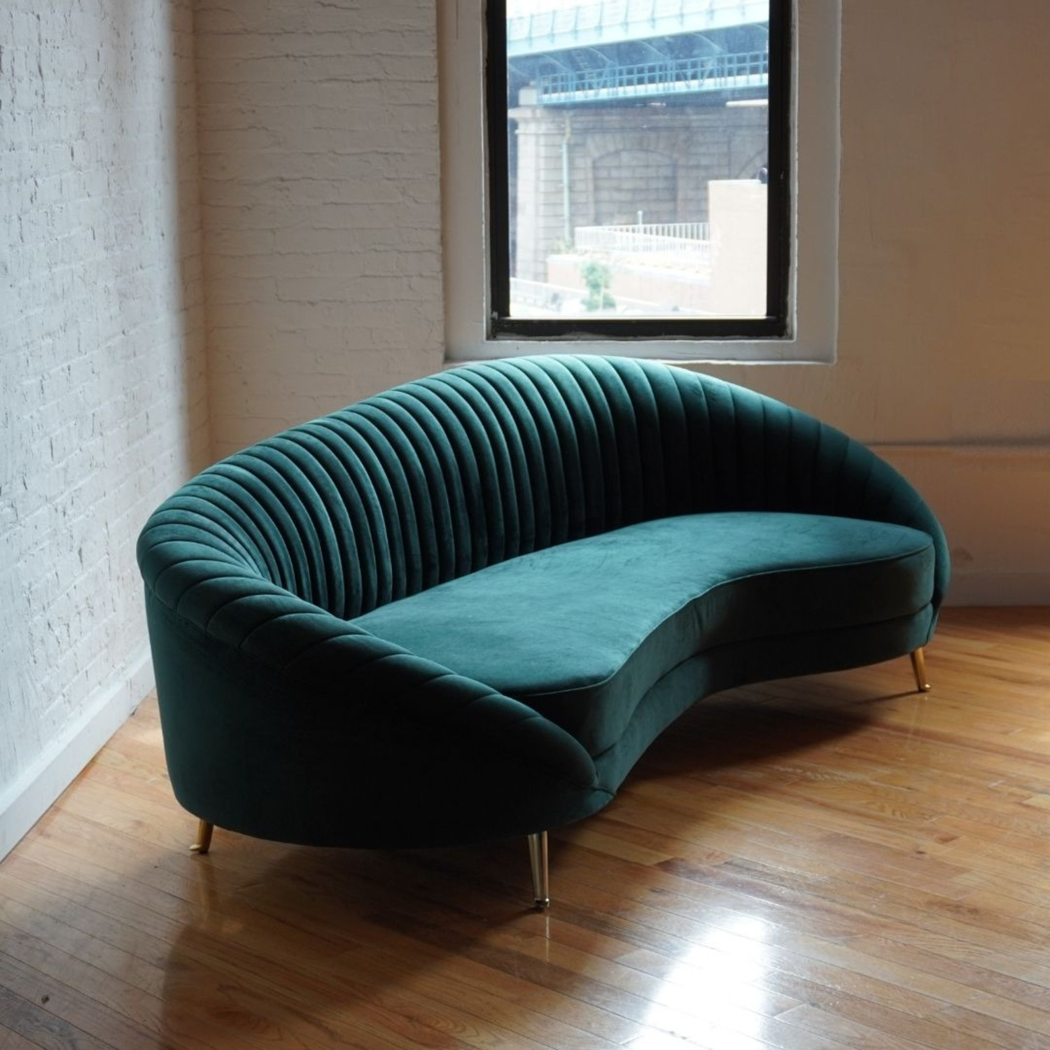 Green Velvet 3+ Seater Sofa - image-2