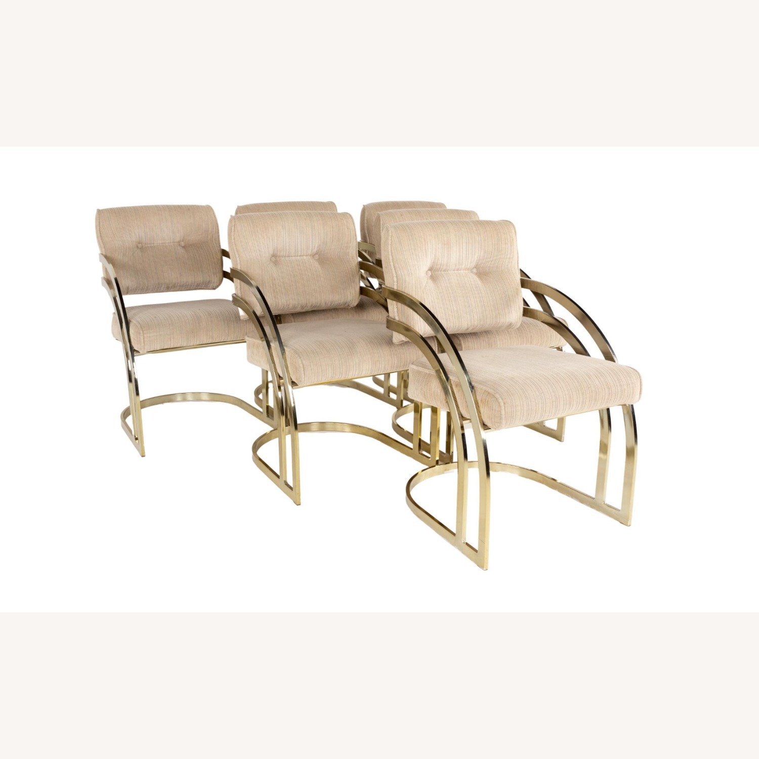 Milo Baughman Natural and Brass Dining Chairs - image-3