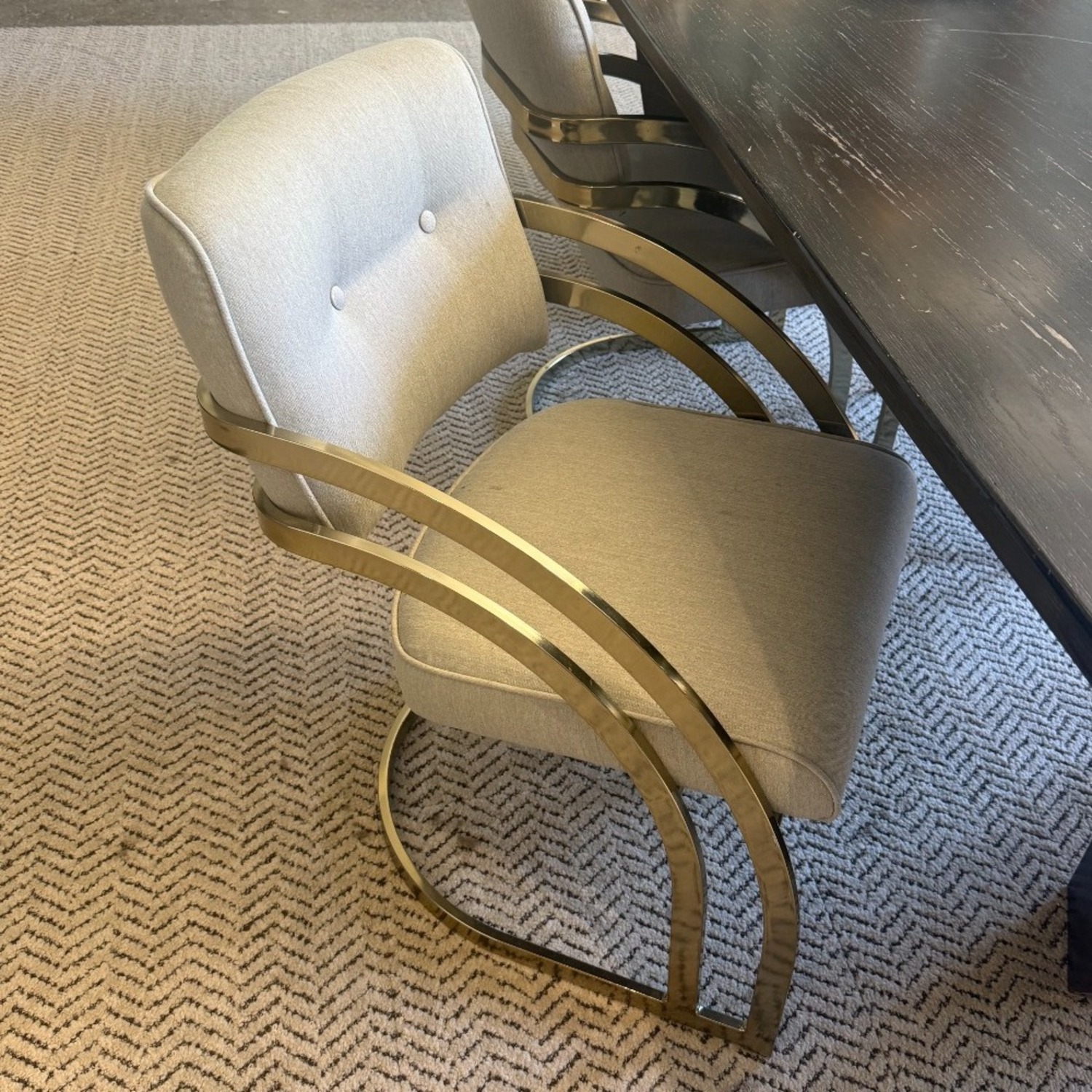 Milo Baughman Natural and Brass Dining Chairs - image-4