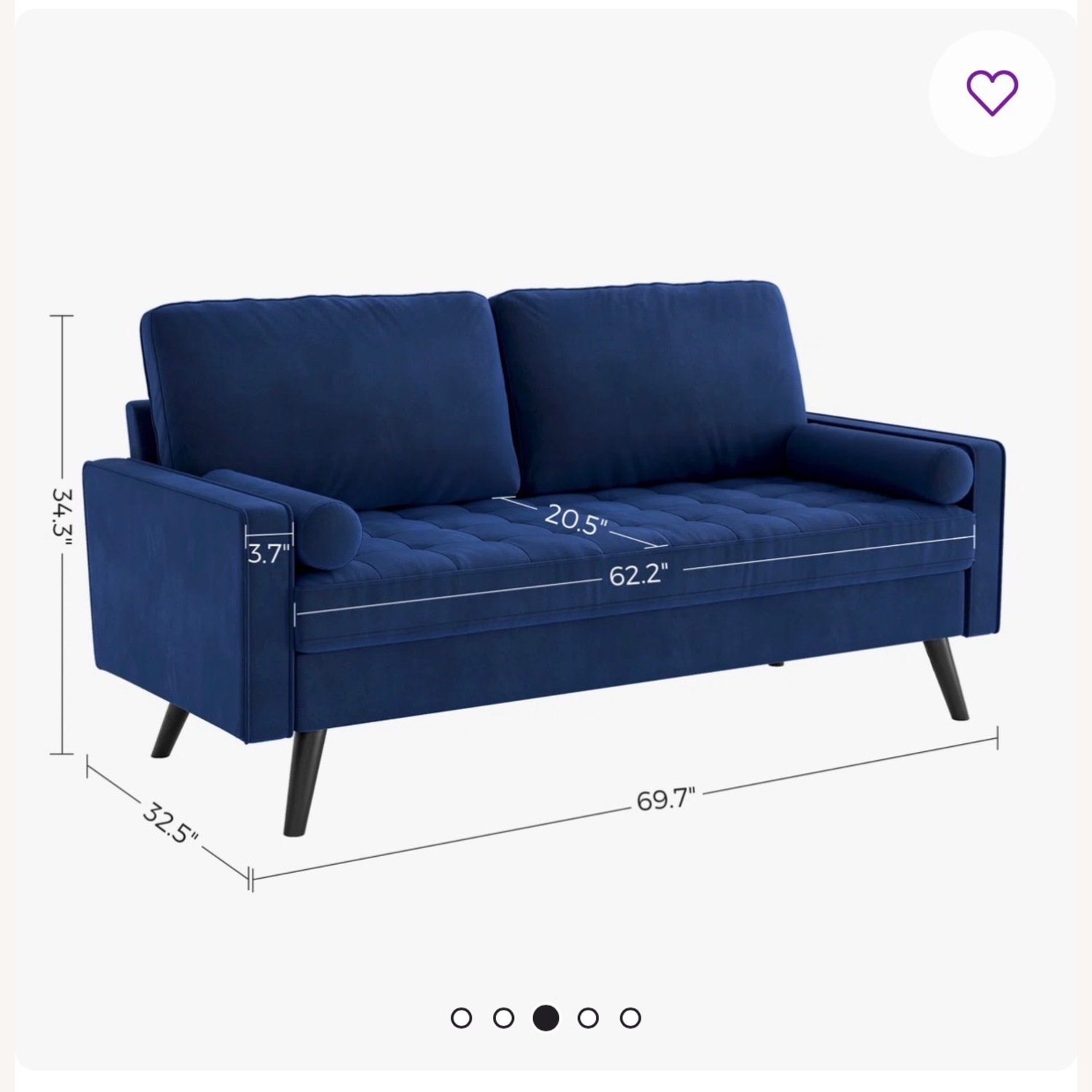 Wayfair Blue Velvet Sofa - image-3