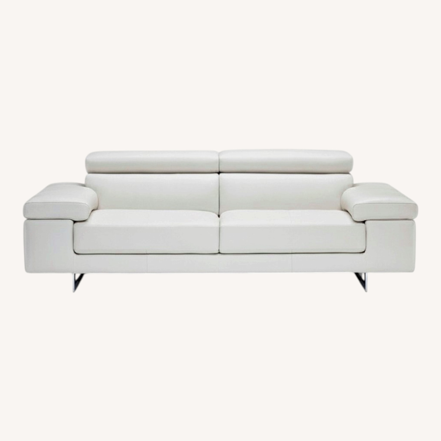 Natuzzi Leather Saggezza 92” Light Taupe Sofa - image-0