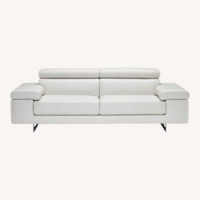 Natuzzi Leather Saggezza 92” Light Taupe Sofa