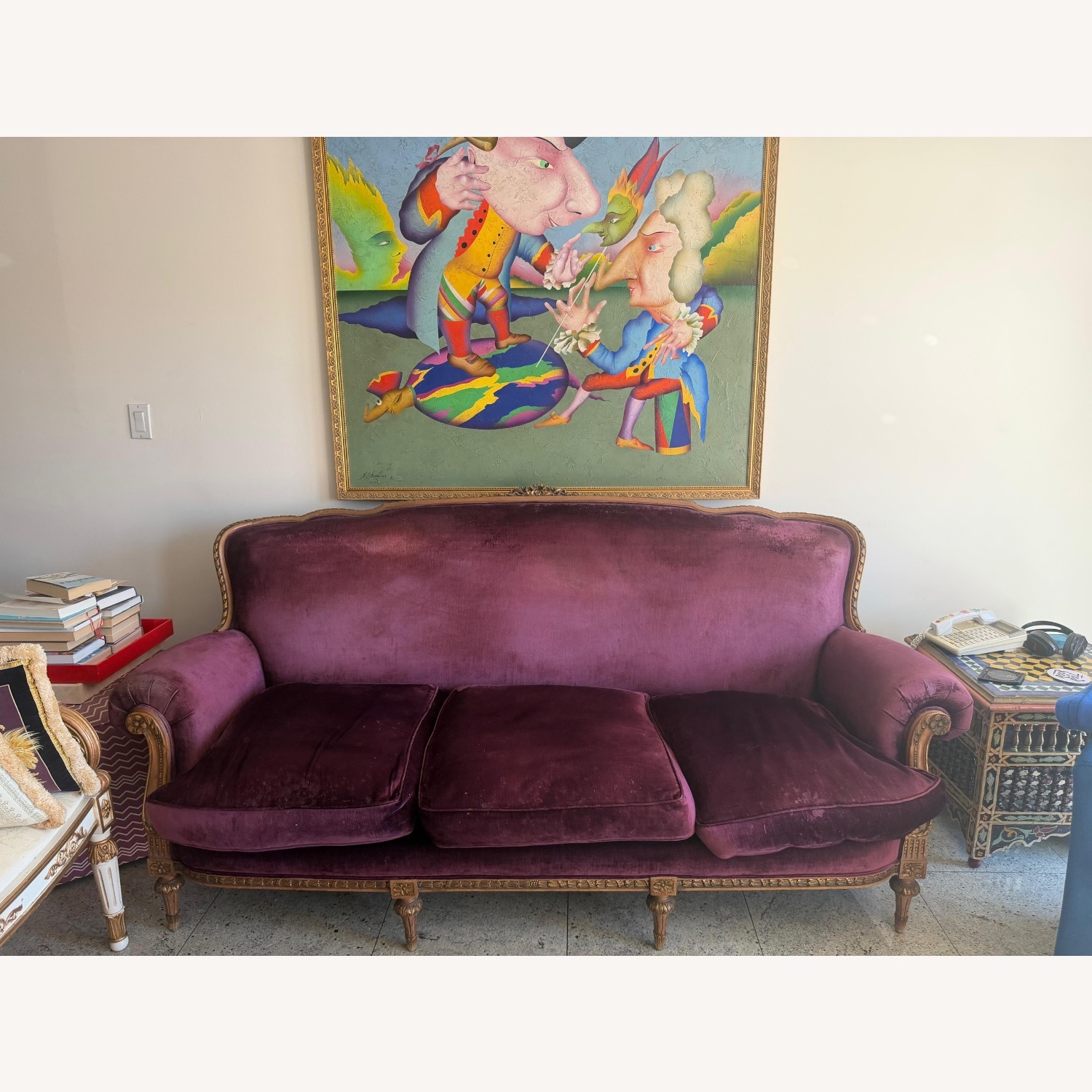 ABC Carpet and Home Purple Velvet 2 Seater Sofa - image-4