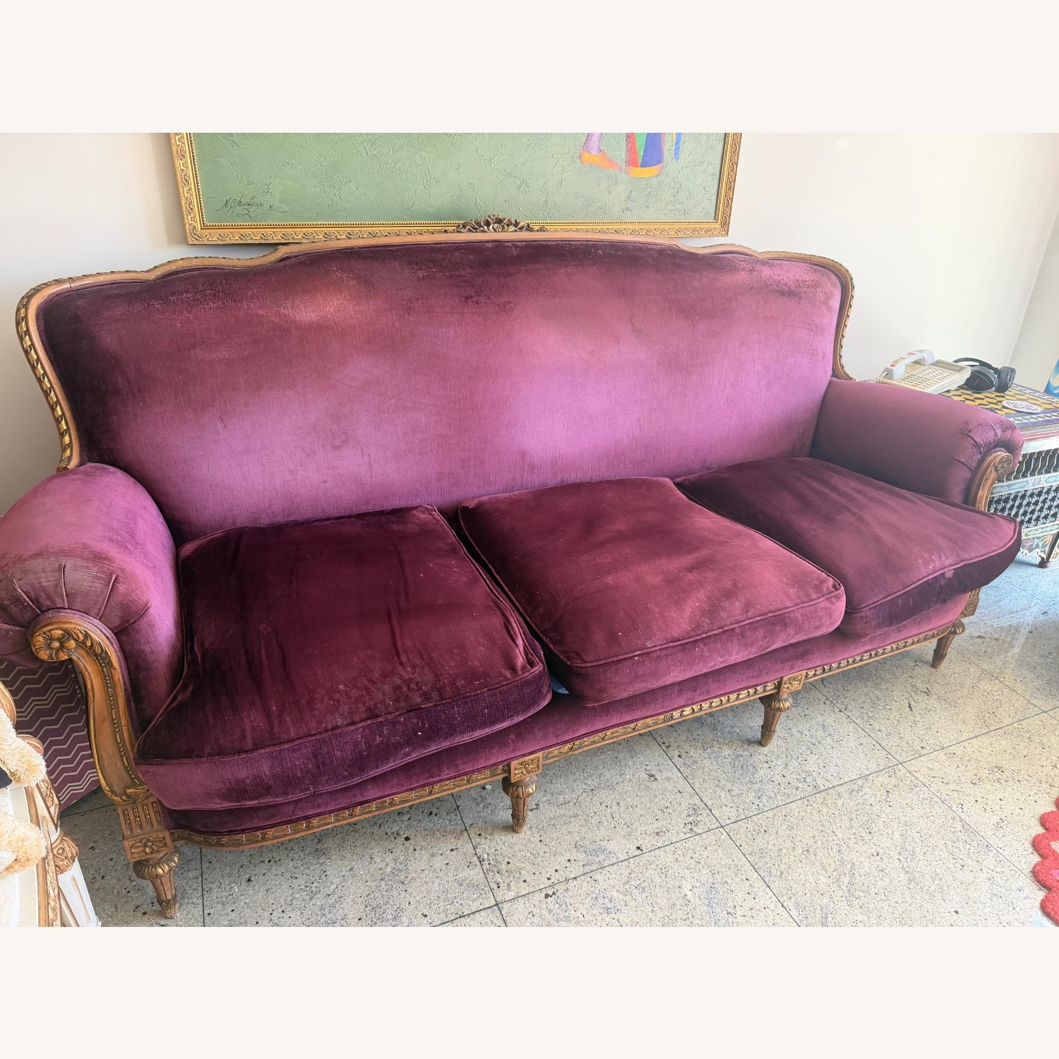 ABC Carpet and Home Purple Velvet 2 Seater Sofa - image-2
