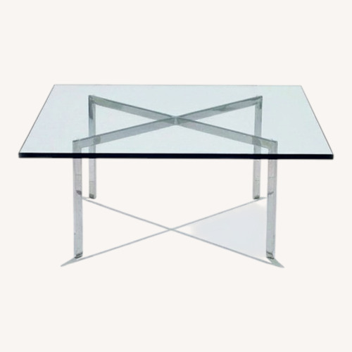 Used Room & Board Glass & Chrome Square Coffee Table for sale on AptDeco